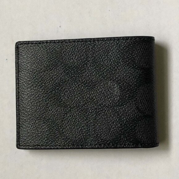 Coach Billfold Wallet Mens Black Retro Patch 69218 Slim Signature Canvas Leather - Picture 3 of 5